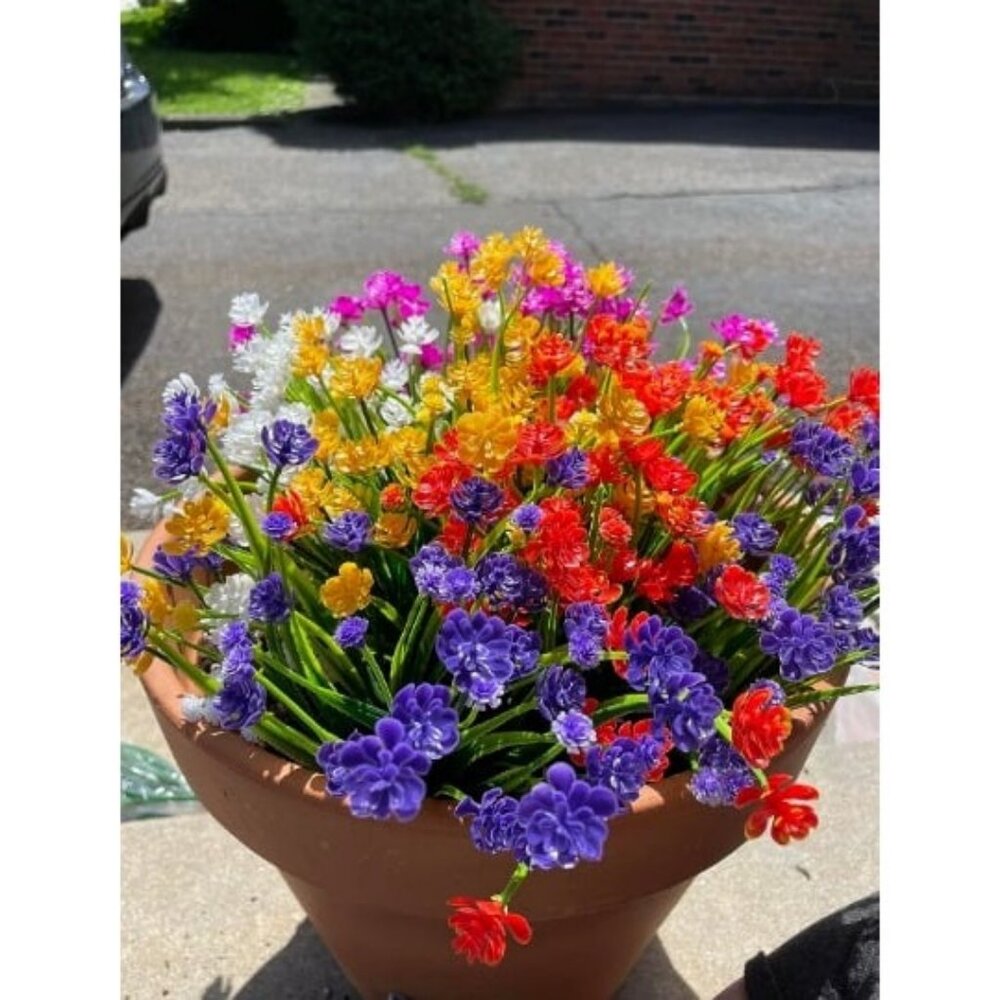 Artificial Flowers for Outdoor,10pcs Plastic Flowers Decoration, UV Resistant